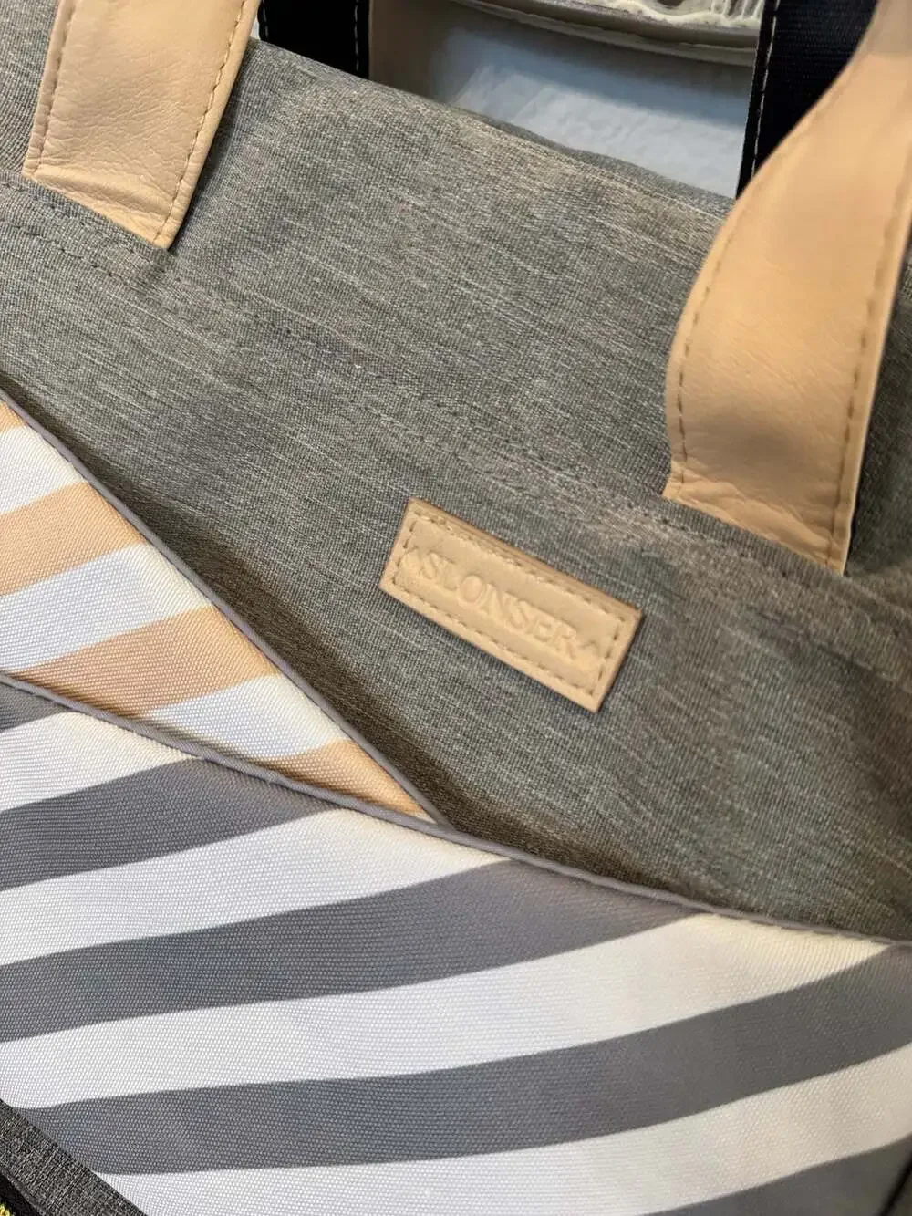 Slonser Large Diaper Bag Backpack with USB Charging Port Grey Striped